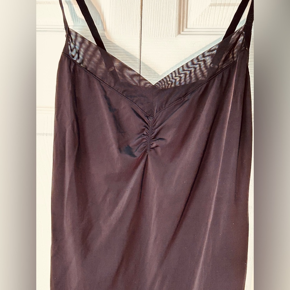 Black Soft Smooth Spandex V-Neck Camisole w/ Adjustable Floral Print Straps